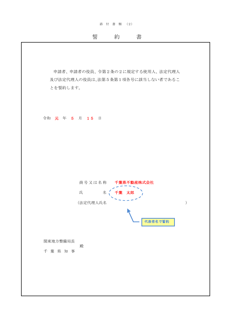 記入例（千葉県の例）：第1ページ