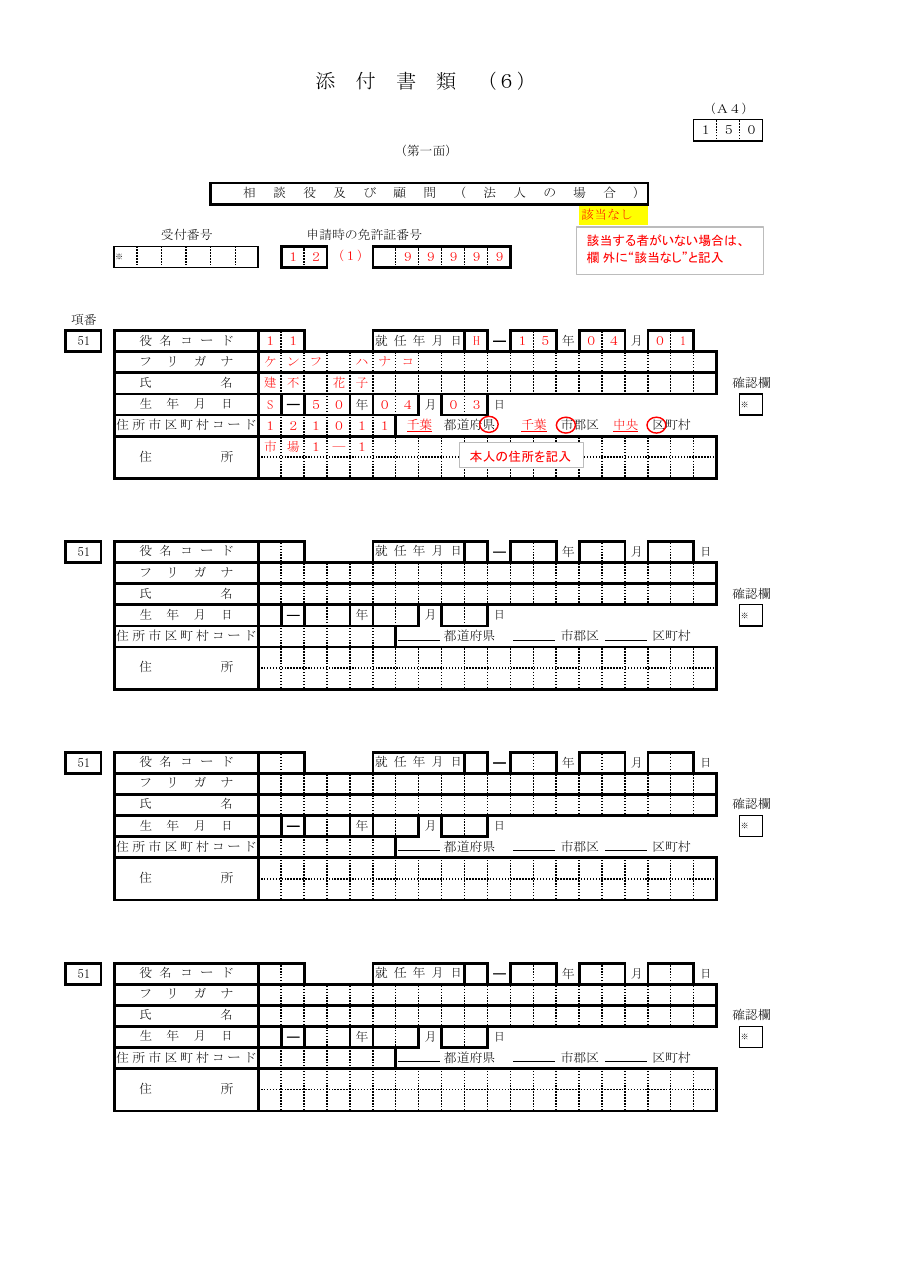 記入例（千葉県の例）：第1ページ