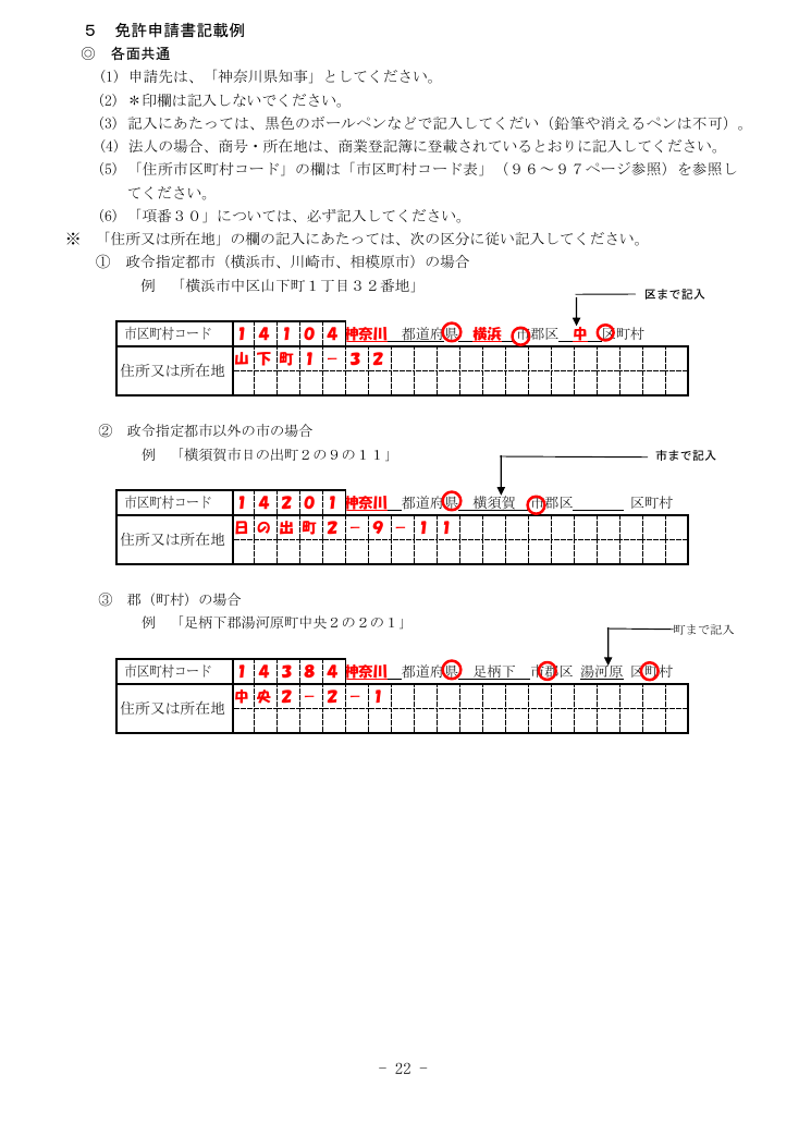 記載手引（神奈川県の例） 第22ページ