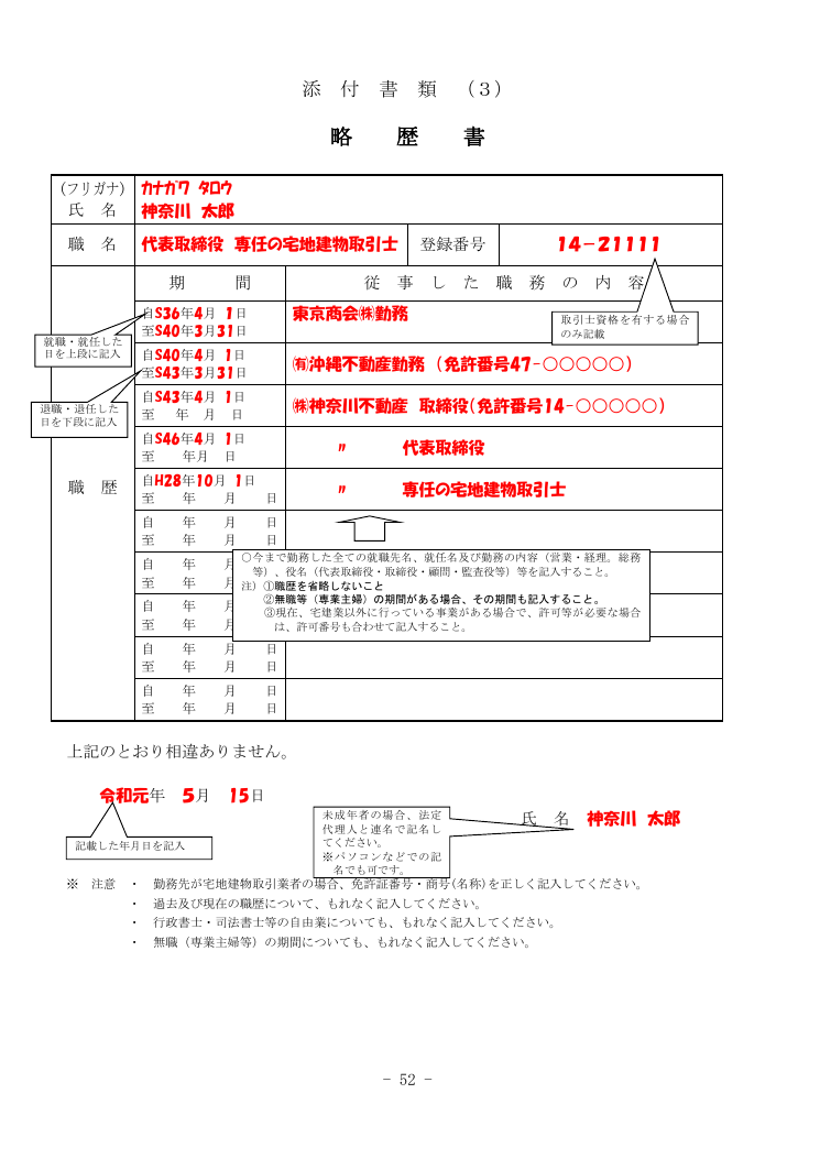 記載手引（神奈川県の例） 第52ページ