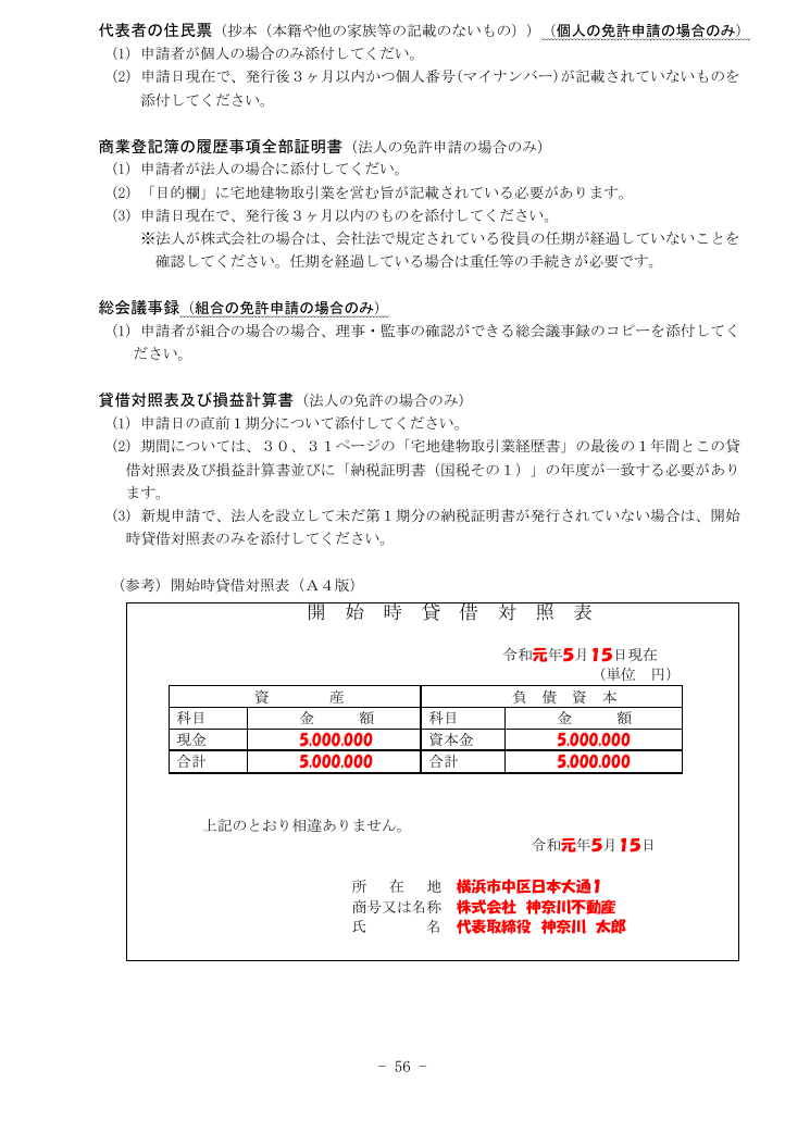 記載手引（神奈川県の例） 第56ページ